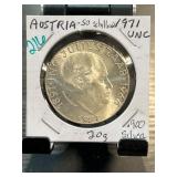 Austria 1971 50 Schilling Julius Raab Silver Coin