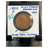 1932-D Lincoln Wheat Cent With Mint Error