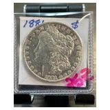 1881 Morgan Silver Dollar in Display Case