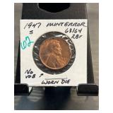 1947-S Lincoln Wheat Cent with Mint Error