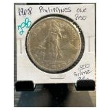 1908 Philippines One Peso Coin