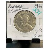 1966 Panama 1/2 Balboa Silver Coin
