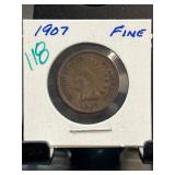 1907 Indian Head Cent in Fine Condition