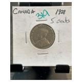 1928 Canada 5 Cents Coin