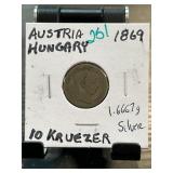 Austria-Hungary 1869 10 Kreuzer Coin