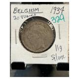 1934 Belgium 20 Francs Silver Coin