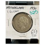 1930 Netherlands 1 Gulden Silver Coin