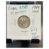 1948 Cuba 10 Centavos Silver Coin