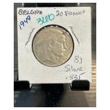 1949 Belgium 20 Francs Silver Coin