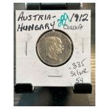 1912 Austria-Hungary 1 Corona Silver Coin