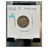 1916-S Mercury Dime in Holder