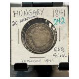 Hungary 1841 20 Krajczar Silver Coin