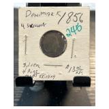 1856 Denmark 4 Skilling Silver Coin