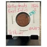 1826 Netherlands East Indies 1/4 Stuiver Coin