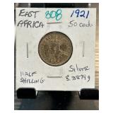 1921 East Africa 50 Cents Silver Coin