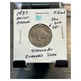 1937 Buffalo Nickel Mint Error Coin