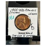 1955-D/D RPM-011 Lincoln Cent 65 Red