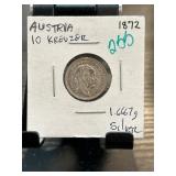 Austria 1872 10 Kreuzer Silver Coin
