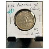 1945 Philippines 50 Centavos Coin