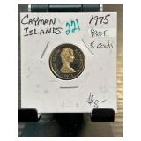 1975 Cayman Islands Proof 5 Cents Coin