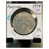 1974 Portugal 100 Escudos Silver Coin