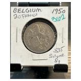 Belgium 1950 20 Francs Silver Coin