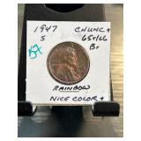 1947-S Lincoln Wheat Cent in Display Flip