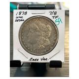 1878 Morgan Dollar 7/8 Tail Feather Variety