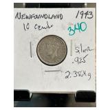 1943 Newfoundland 10 Cents Silver Coin