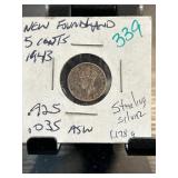 1943 Newfoundland 5 Cents Coin