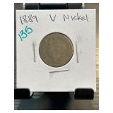 1889 V Nickel in Display Holder