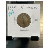 1888 Liberty Head V Nickel in AG Condition
