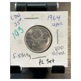 1964 Canadian 25 Cents Silver Coin