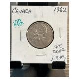 Canada 1962 Silver 25-Cent Coin