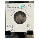 1919 Denmark 10 Ore Coin