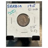 Serbia 1915 50 Para Coin in .835 Silver