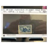 1893 US #230 Columbus Deep Blue 1 Cent Stamp