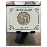 1982 UNC Washington 250th Anniversary Silver Coin