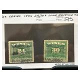 US Series 1934 Wine Revenue Tax Stamps