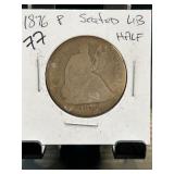 1876 B Seated Liberty Half Dollar