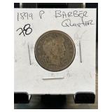 1899 P Barber Quarter in Holder