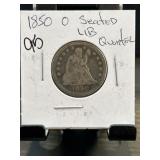 1850-O Seated Liberty Quarter