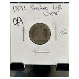 1891 Seated Liberty Dime in Holder