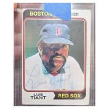 Luis Tiant Signed Boston Red Sox Baseball Card
