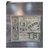 Confederate 3 Dollar Note Holley Springs