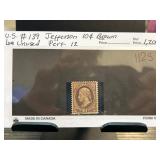 U.S. #139 Jefferson 10c Brown Stamp, Unused