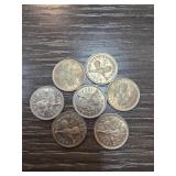 7 High-Grade 1964 New Zealand Coins 3 Pence