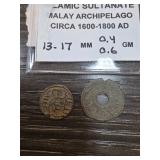 Islamic Sultanate Tin Pitis Coins, 1600-1800 AD