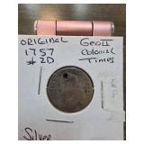 1757 Coin from Colonial Times Featuring George II