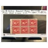 US #463a Booklet Pane with No Gum